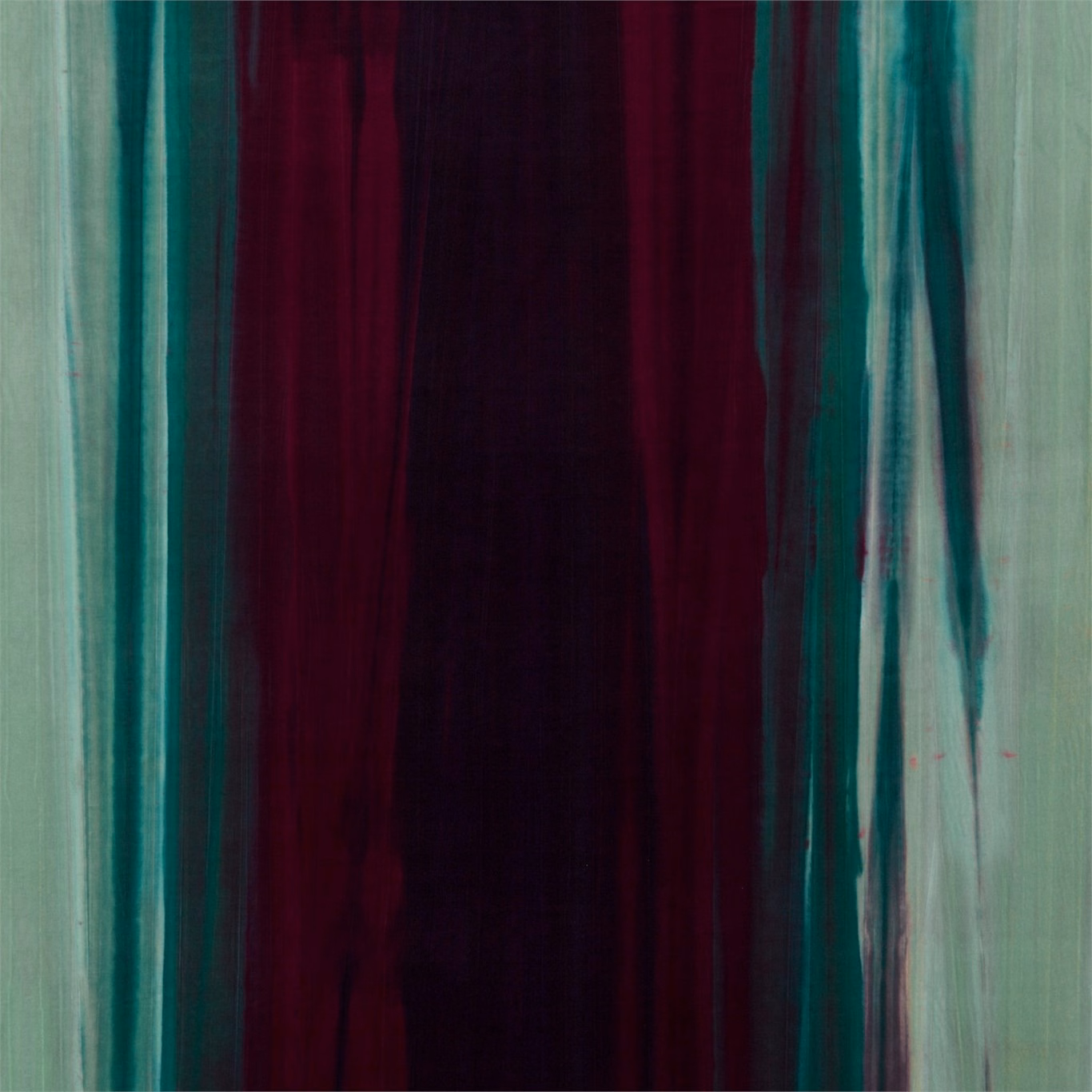 Painterly vertical velvet stripes in lagoon teal, raspberry and deep loganberry