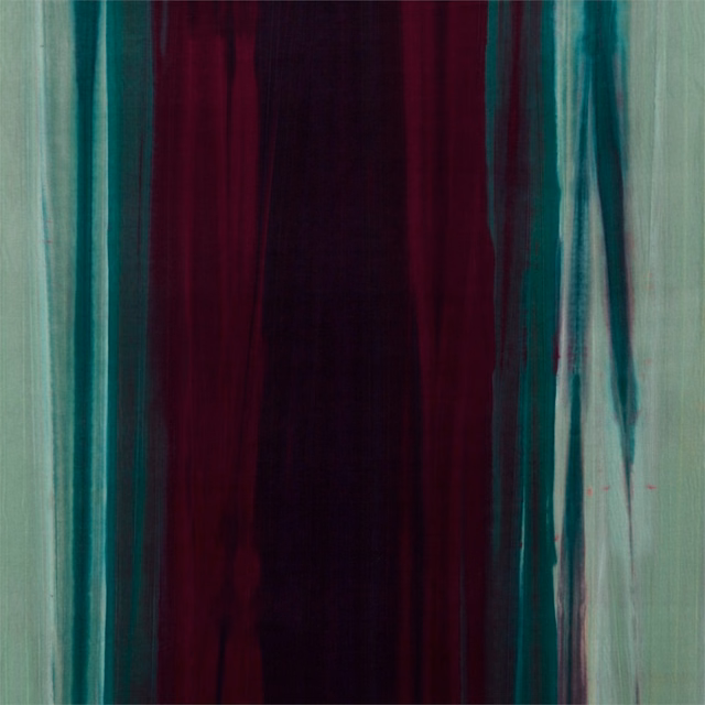 Painterly vertical velvet stripes in lagoon teal, raspberry and deep loganberry