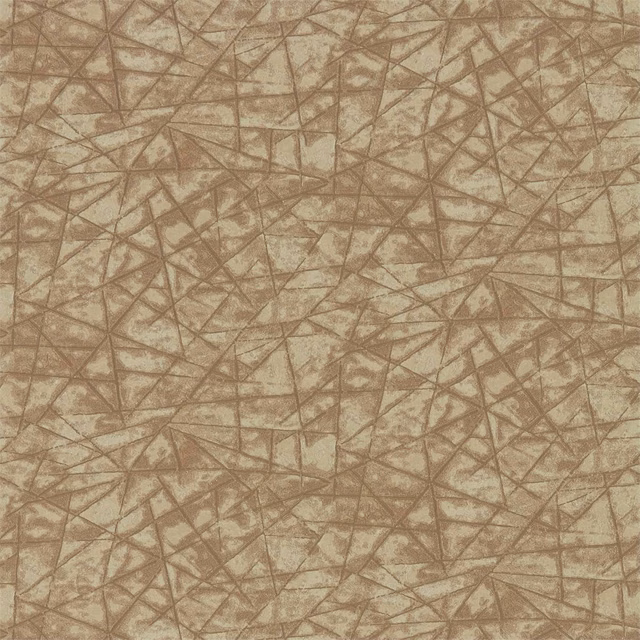 Muted copper-sienna wallpaper with fine angular lines and softly mottled texture