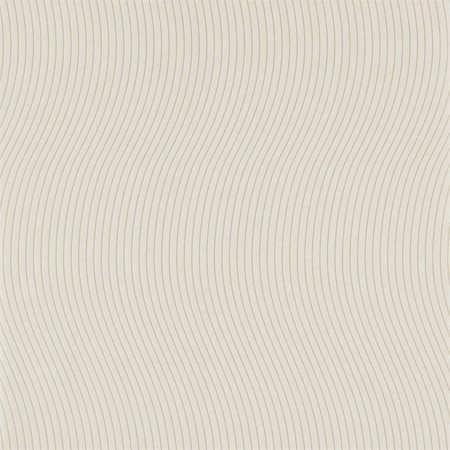 Alabaster wallpaper with fine grey-green undulating vertical lines on an ivory ground