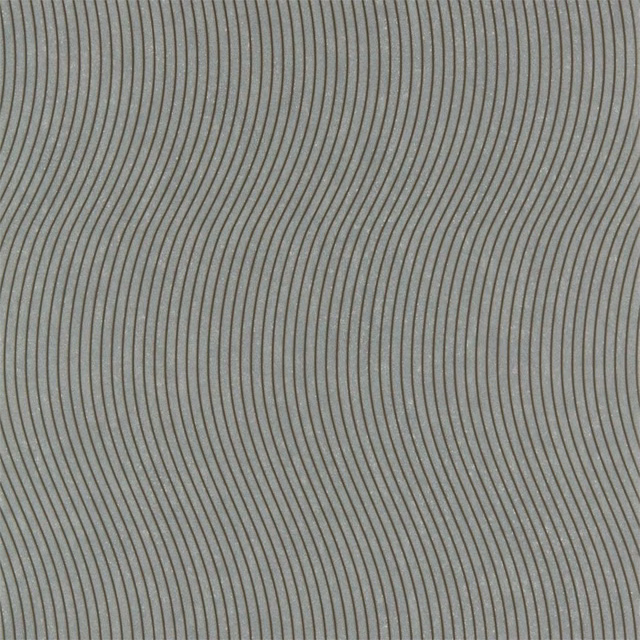Cool concrete-grey wallpaper with fine, dark, gently curving vertical lines