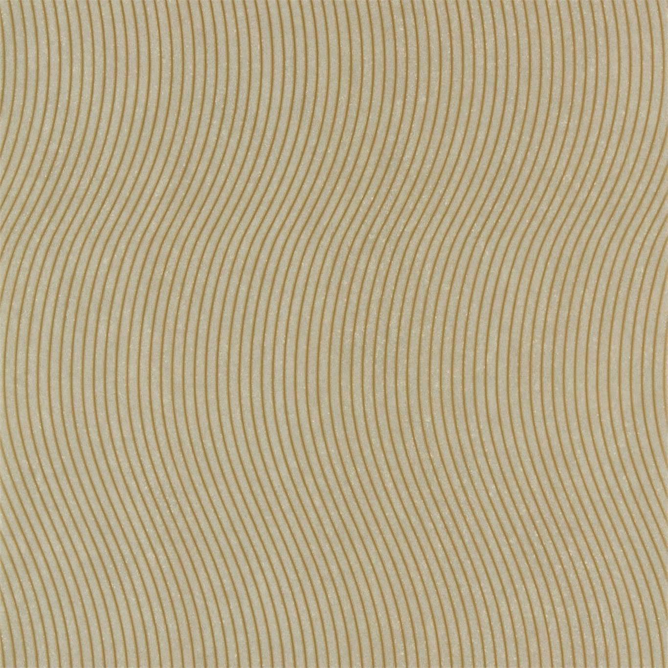 Warm sandstone wallpaper with fine undulating vertical lines and subtle woven texture