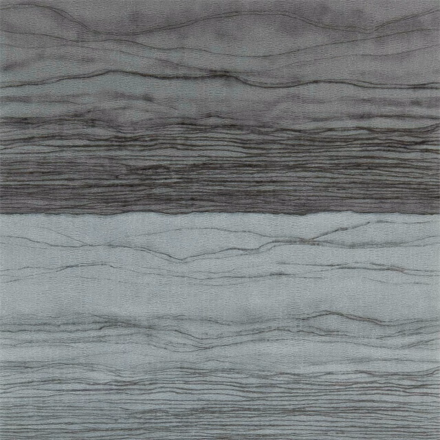 Cool pewter wallpaper with layered lead-grey horizontal mineral striations