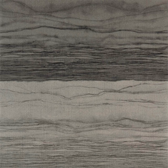 Pyrite grey wallpaper with layered charcoal mineral striations and horizontal bands