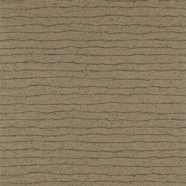 Muted bronze-taupe wallpaper with fine, irregular basalt-grey horizontal striations