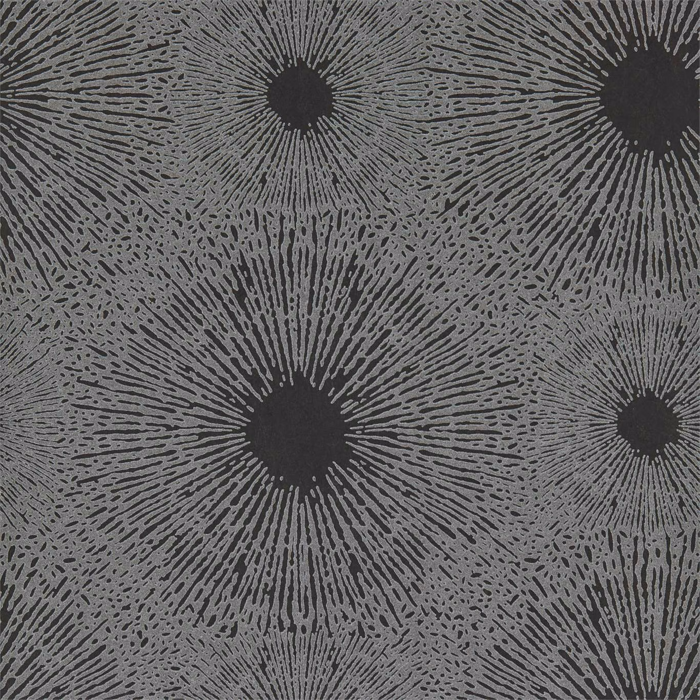 Charcoal and quartz-grey radial bursts with stippled, radiating marks