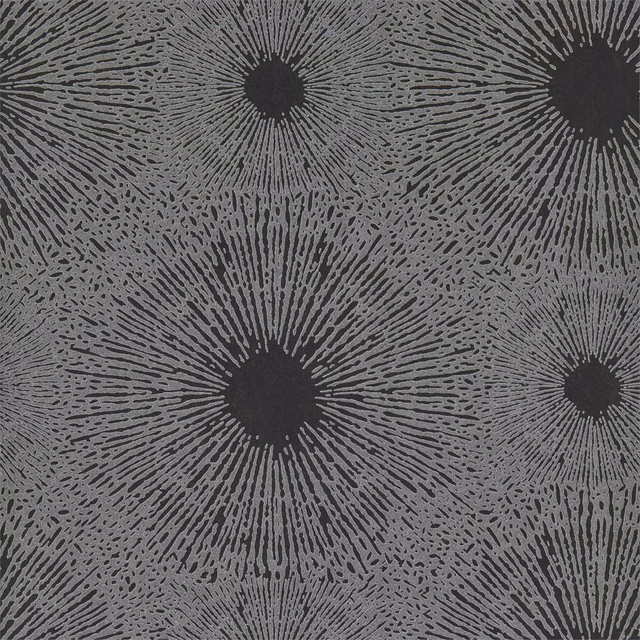 Charcoal and quartz-grey radial bursts with stippled, radiating marks
