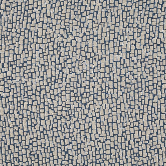 Petrol-teal woven fabric with dense clay rectangular mosaic texture
