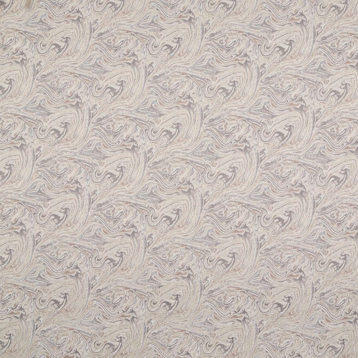Rose quartz and linen woven fabric with fine swirling paisley motifs and taupe detail