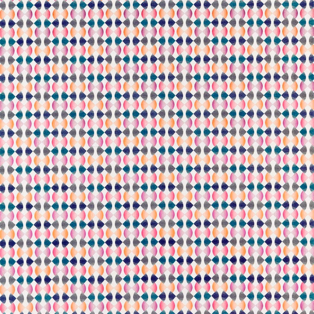 Small fuchsia, mandarin and indigo lozenges arranged in dense vertical rows