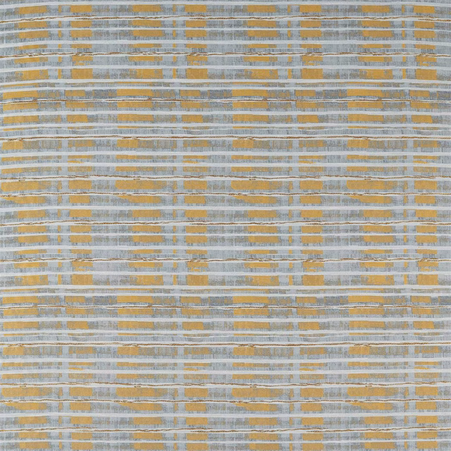Ochre gold and slate woven grid with irregular horizontal striations