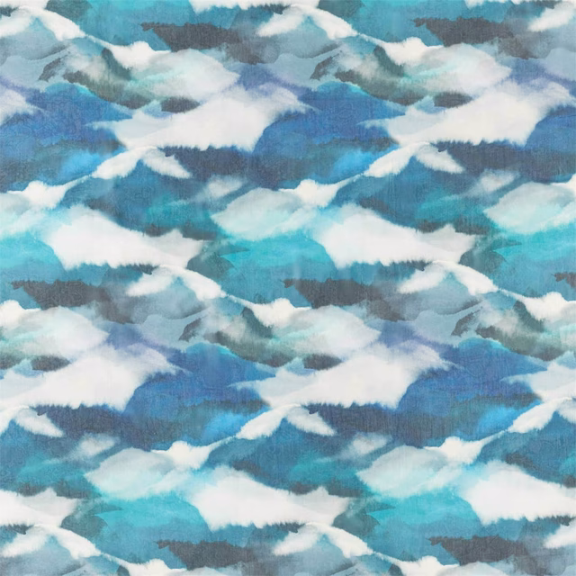 Marine blue and turquoise abstract wave-like marks with white painterly highlights