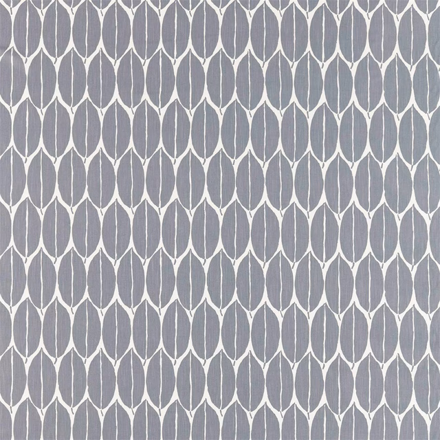 Charcoal-grey fabric with pale oval leaf rows and a subtly textured ground
