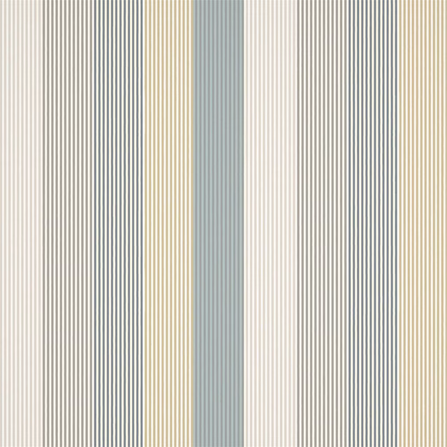 Fine vertical stripes in pebble grey, duckegg blue, calico and cloud woven fabric