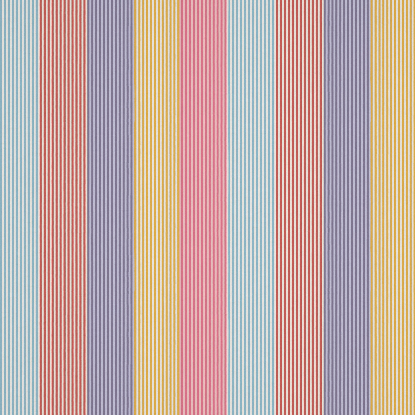 Vertical fine stripes in grape, cherry red, pineapple yellow and aqua woven texture