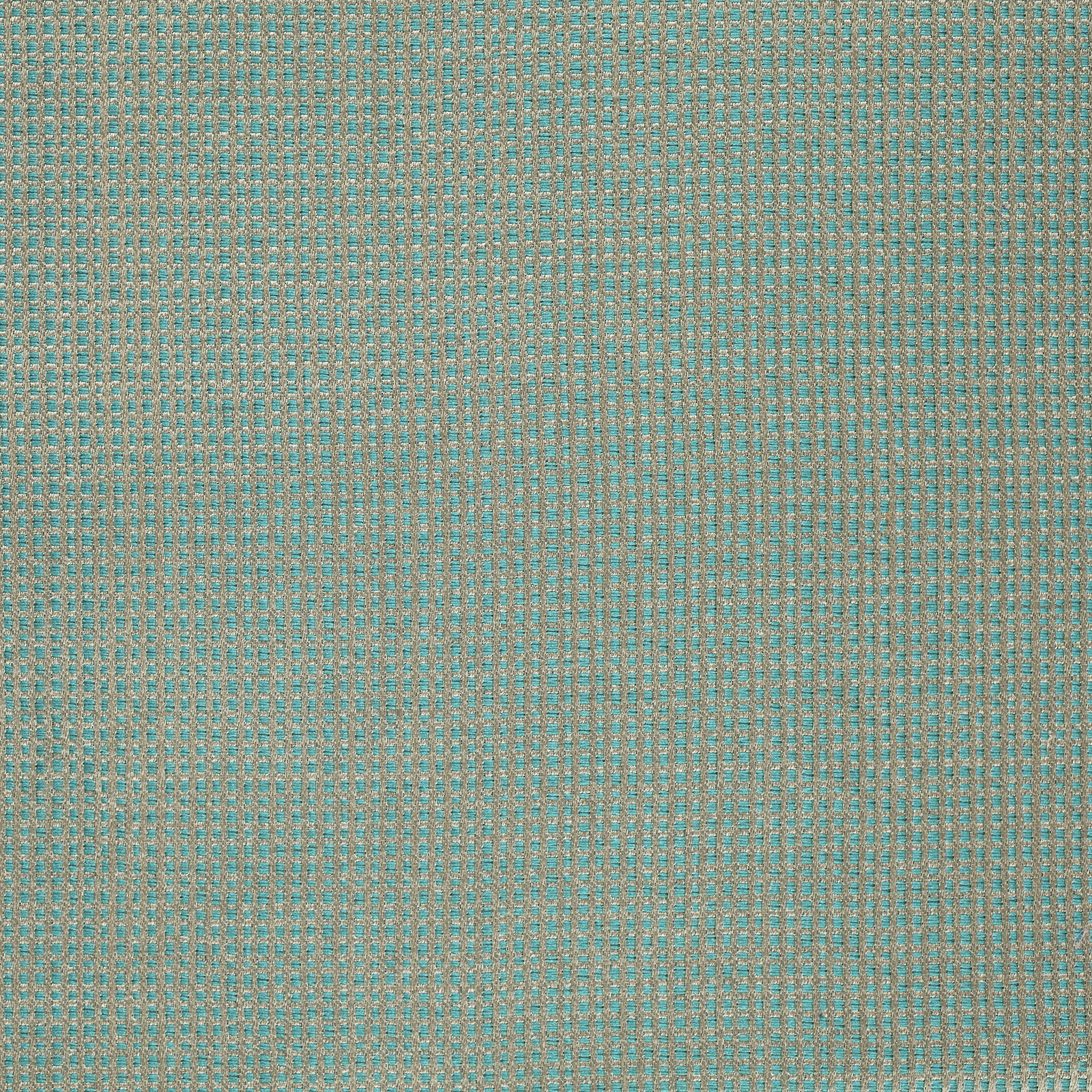 Muted lagoon teal and taupe micro-check weave with softly tactile surface