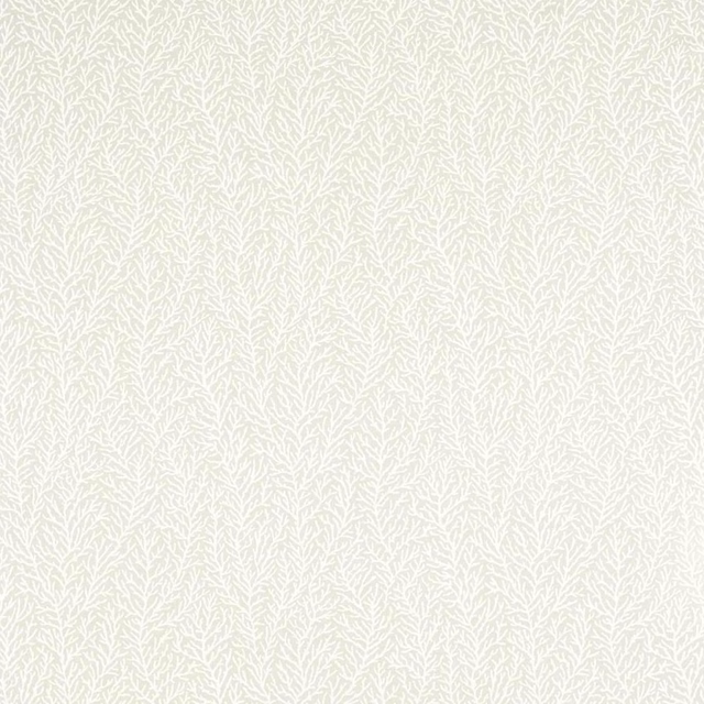 Pale ivory fabric with delicate white branching leaf sprays in a fine tonal weave