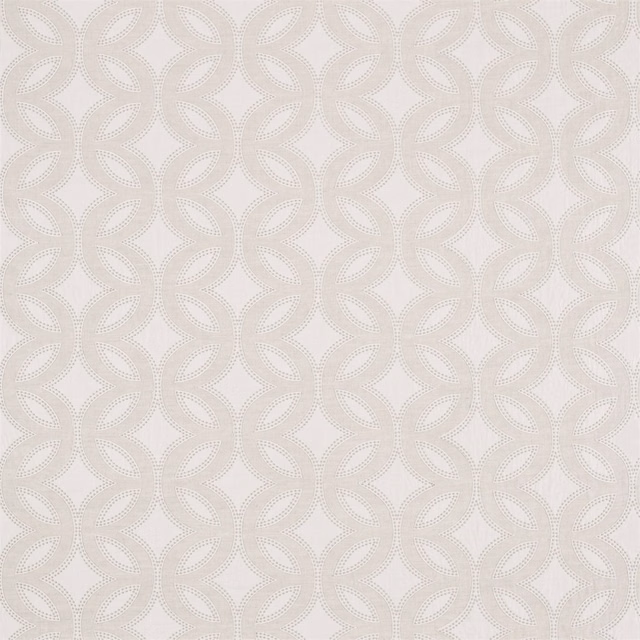 Chalk and linen-toned fabric with repeating dotted leaf loops and softly textured surface