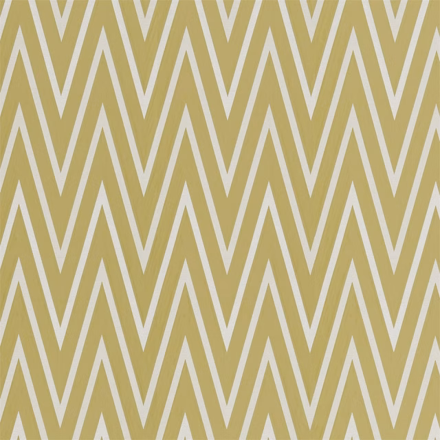 Olive-linden fabric with repeating cream zigzags and a fine textured surface