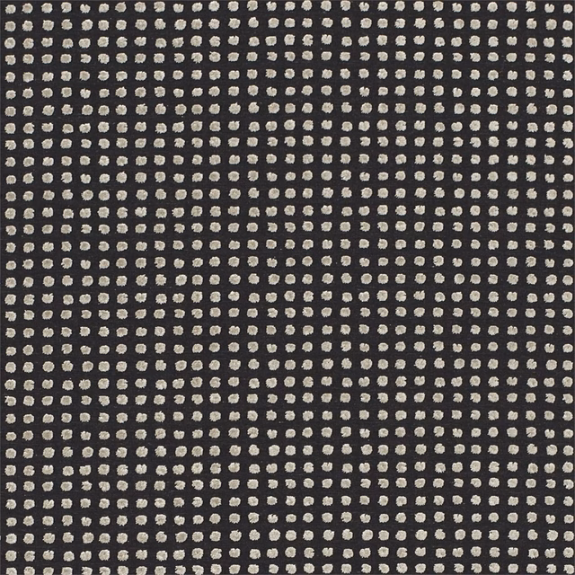 Charcoal textile with rows of tiny pale pebble dots and a subtly textured weave