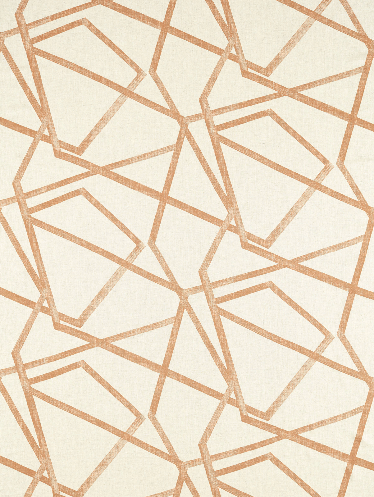 Cream woven ground with interlocking muted copper angular lines