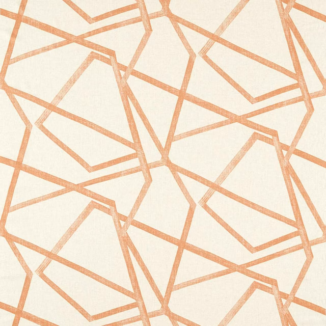 Cream woven ground with interlocking muted copper angular lines