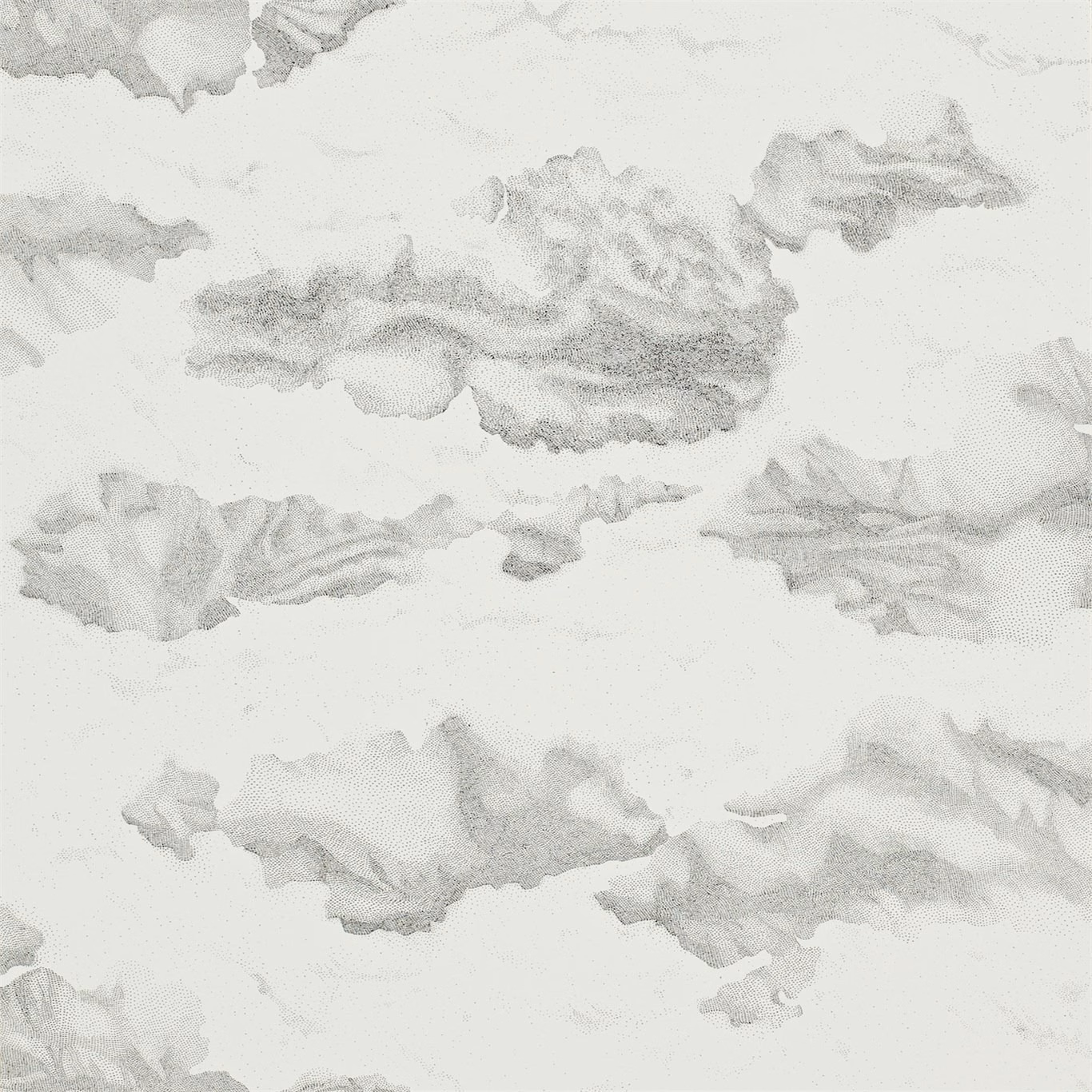 Pale mica wallpaper with drifting soft ink-grey cloud-like abstract forms