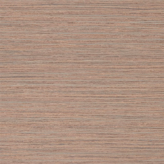 Dusty taupe-brown wallpaper with fine horizontal rose-grey woodgrain striations