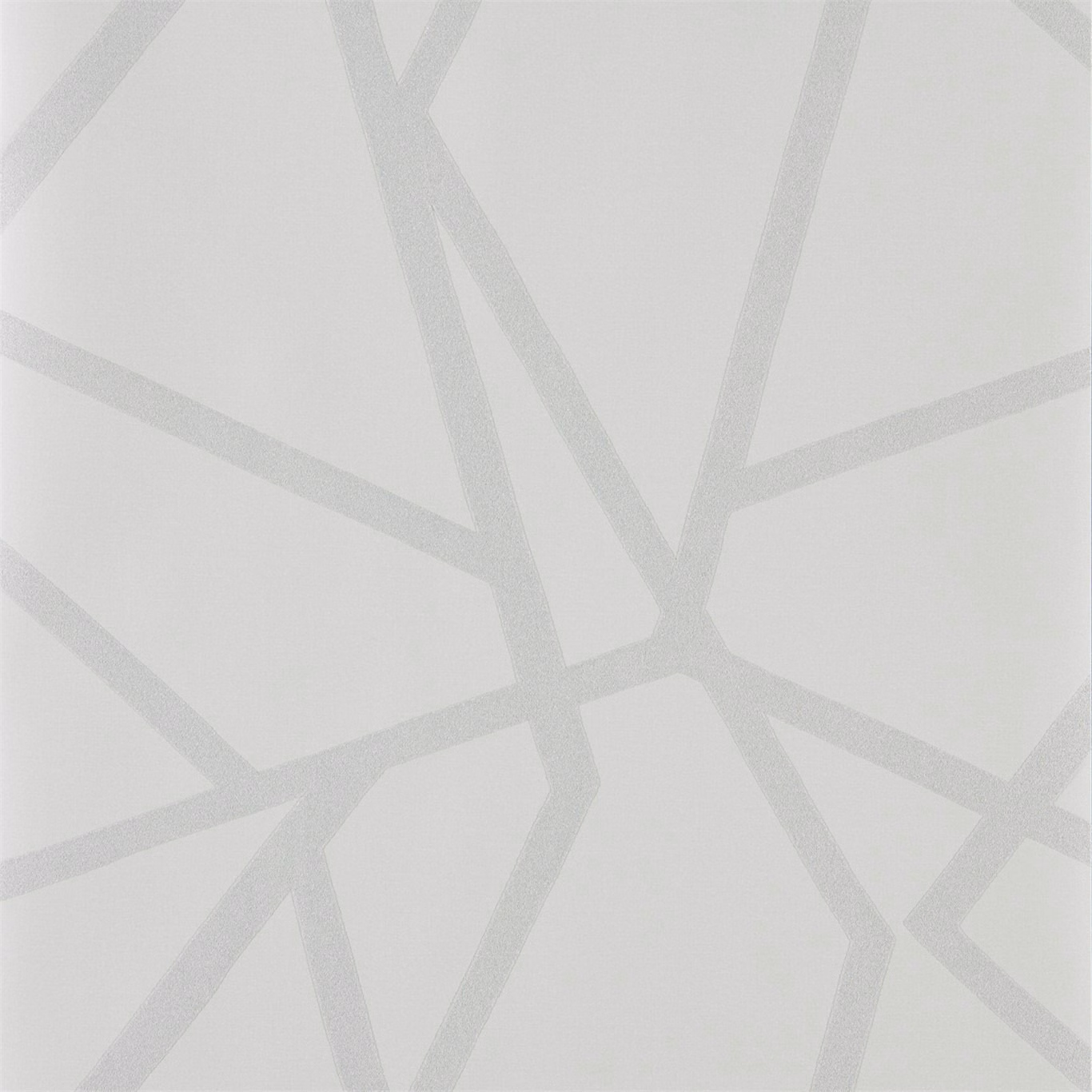 Pale porcelain wallpaper with soft grey angular lines and a subtle shimmering surface