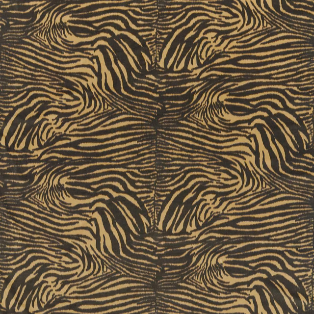 Black velvet with brass flowing zebra-like stripes and a deep tactile pile