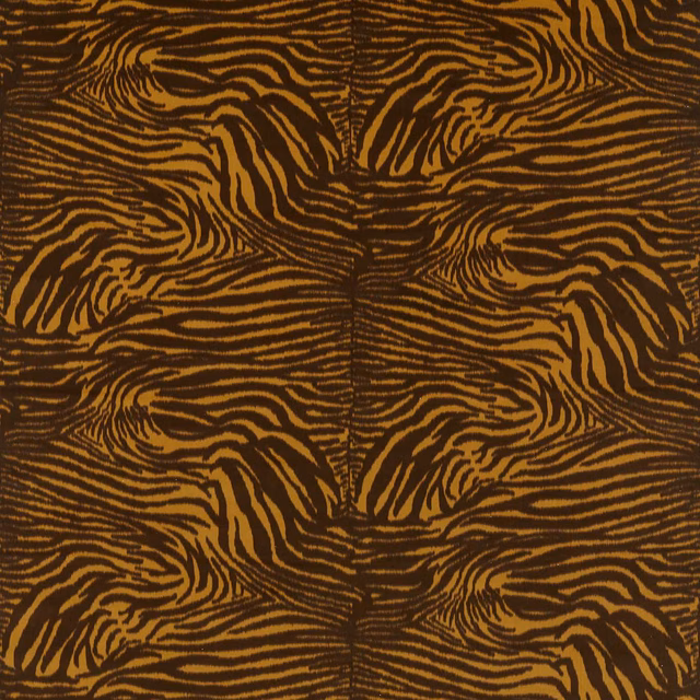 Onyx-brown velvet with flowing amber zebra-like stripes and a subtle directional sheen