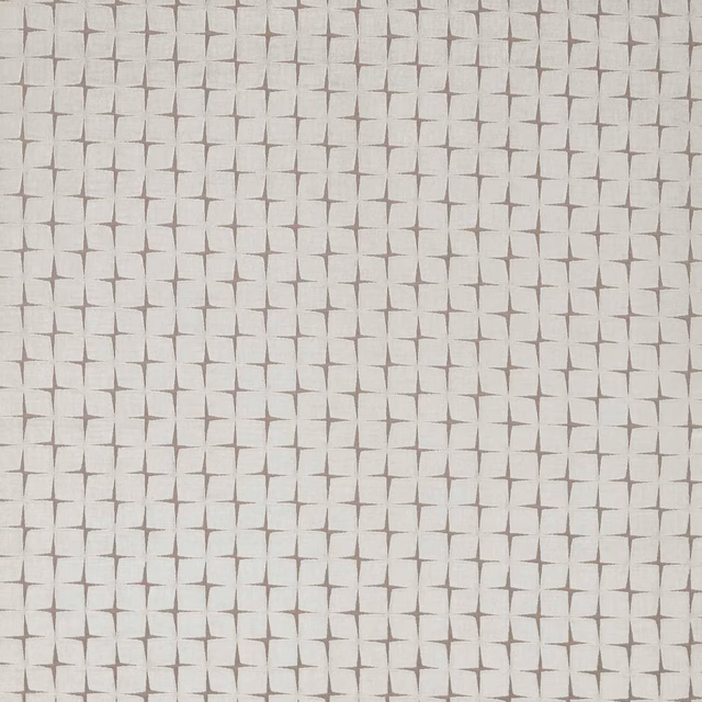 Pale dove-grey woven fabric with taupe four-point geometric grid motifs