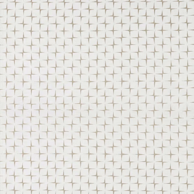 Pale pearl fabric with a dense taupe-grey four-point geometric weave