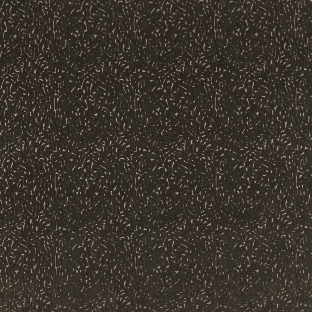Near-black brown textile with dense pale broken dashes and softly textured weave