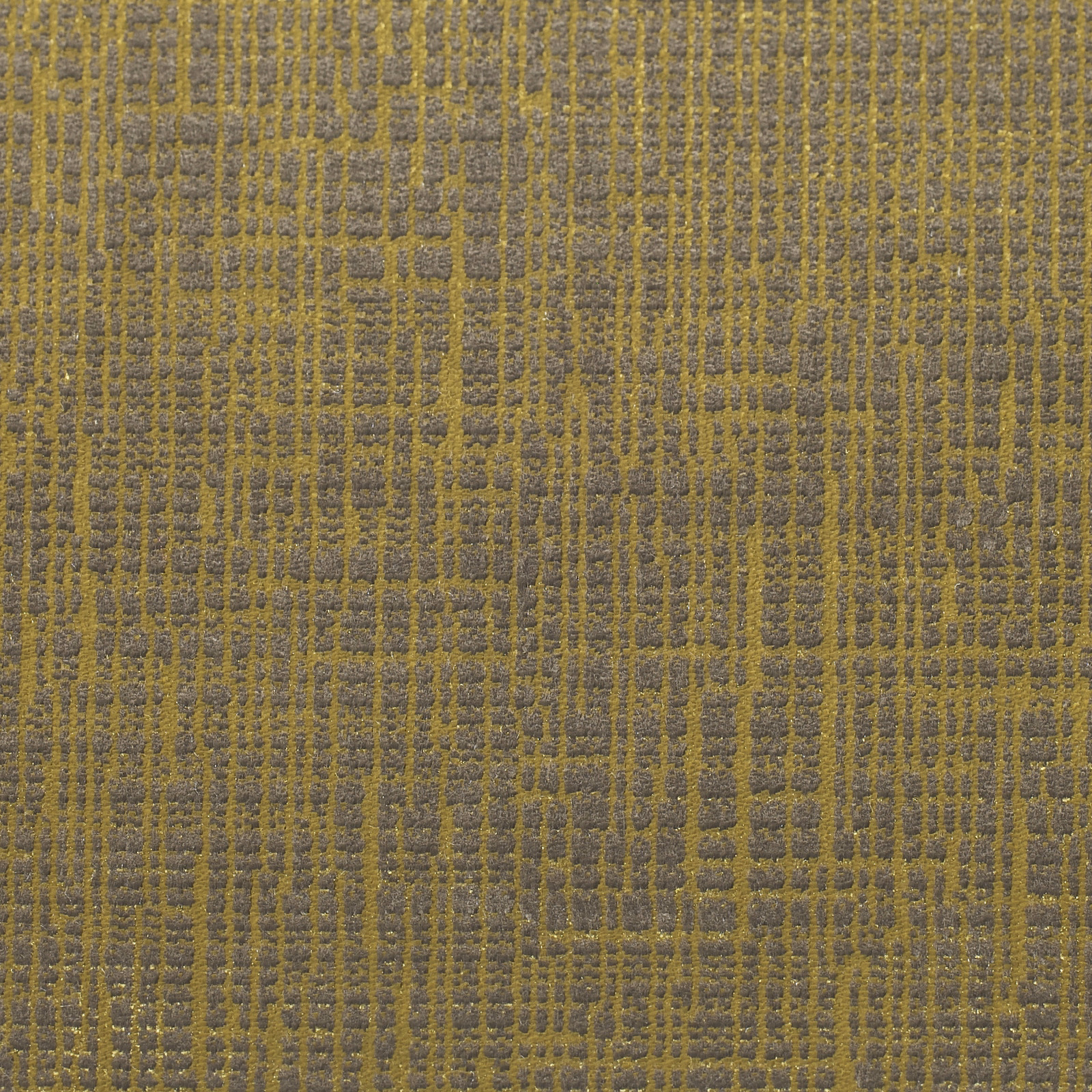 Muted mustard and grey woven grid with dense irregular vertical texture