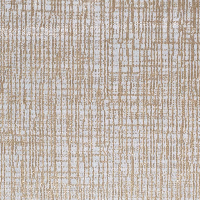 Warm oatmeal woven upholstery textile with taupe vertical striations and fine checks