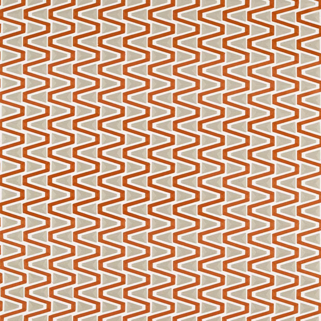 Rosewood-brown angular zigzags across a pale shiitake woven fabric ground