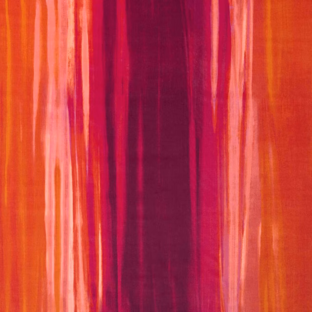 Fig, pomegranate and tangerine velvet with painterly vertical striations and soft sheen