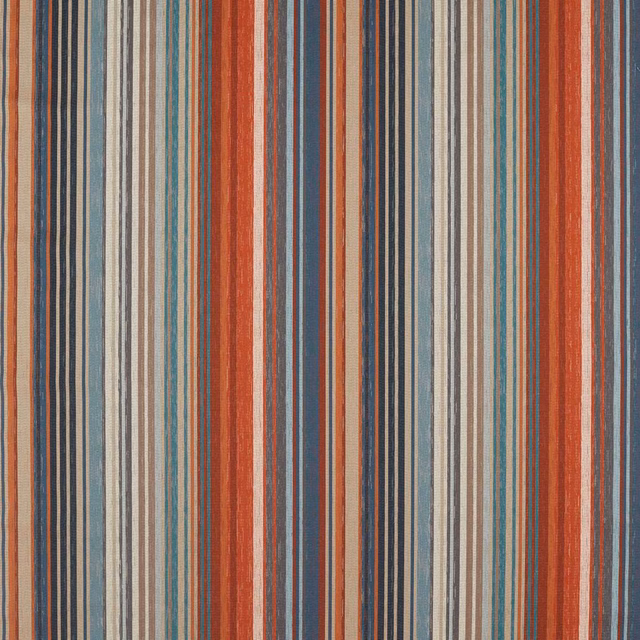 Teal, rust and neutral vertical stripes in a finely textured woven swatch