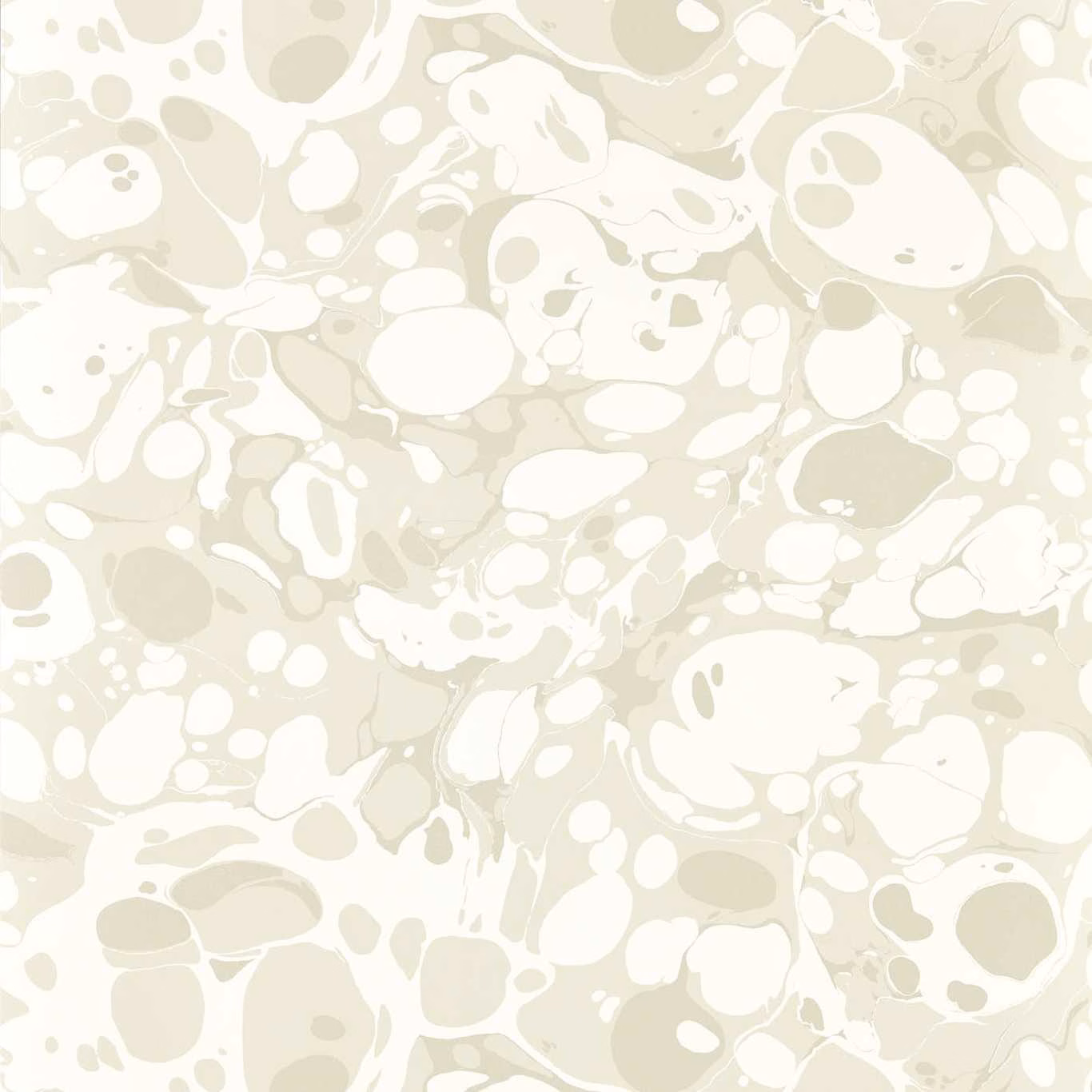 Pale oyster and champagne marbled wallpaper with organic white pebble shapes