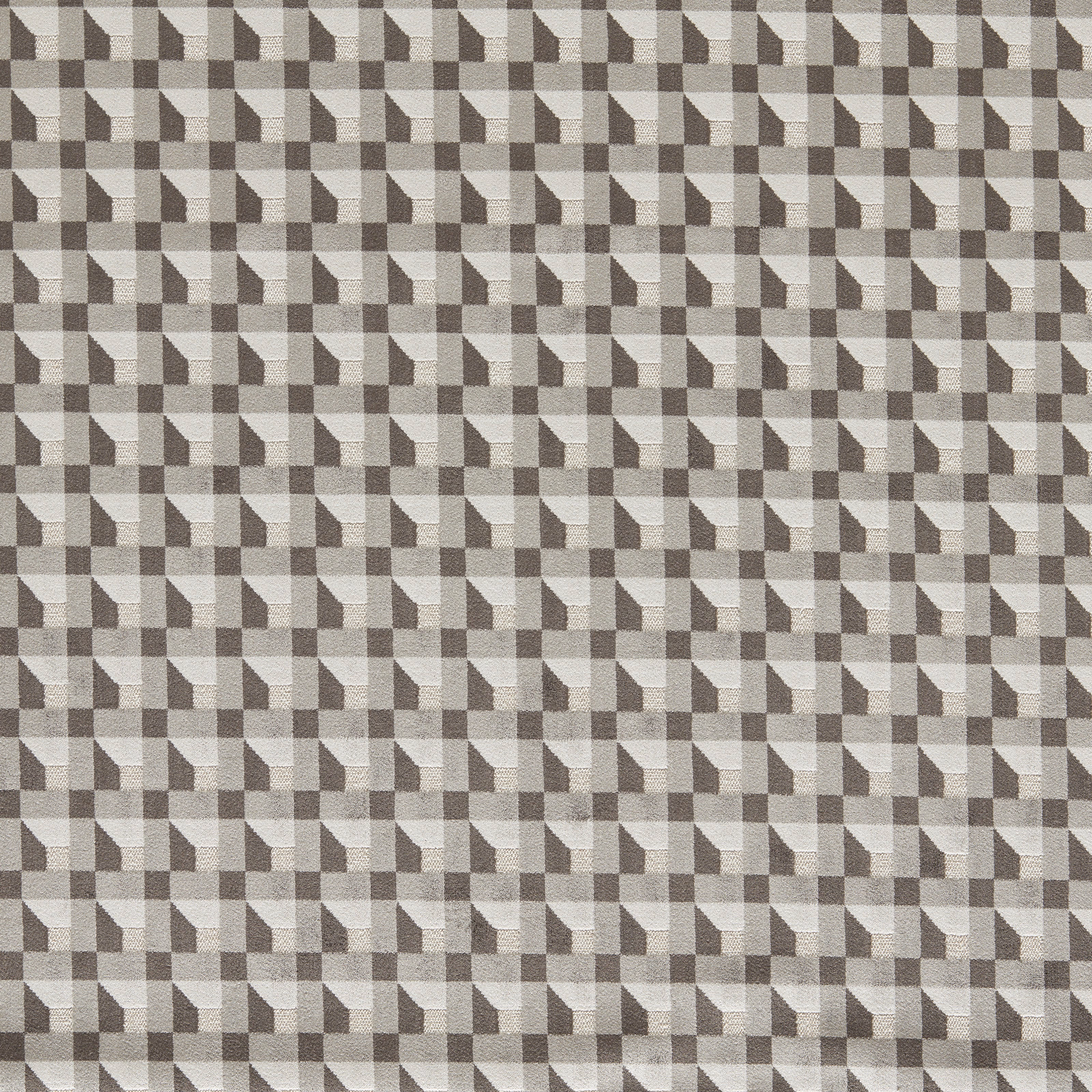 Charcoal and taupe stepped cube weave with pale grey geometric highlights