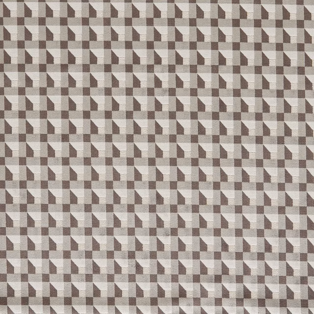 Charcoal and taupe stepped cube weave with pale grey geometric highlights