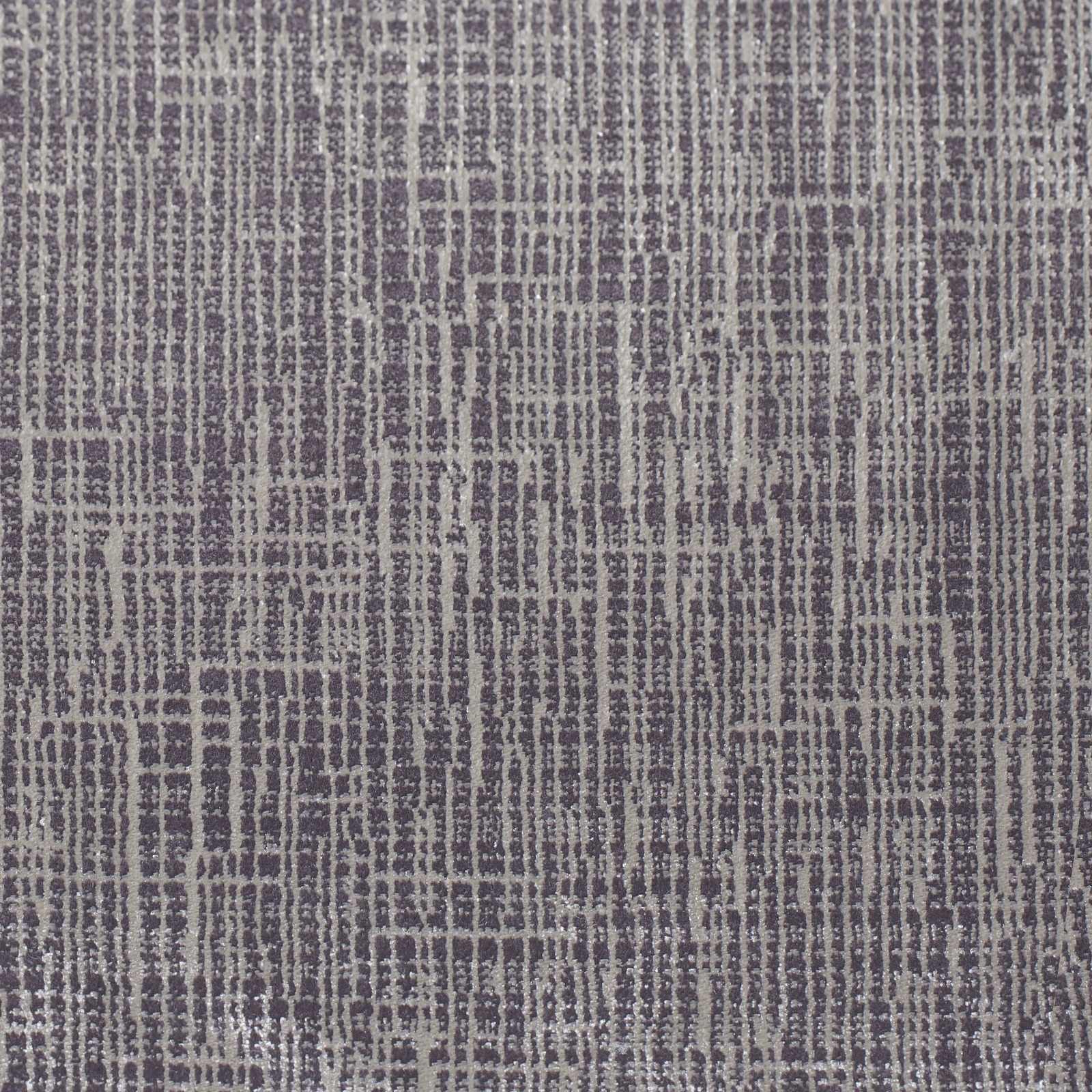 Warm taupe-grey woven textile with charcoal vertical bars and irregular crosshatch texture