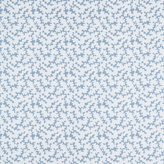 Pale blue textile with dense cornflower branching motifs and a softly textured surface