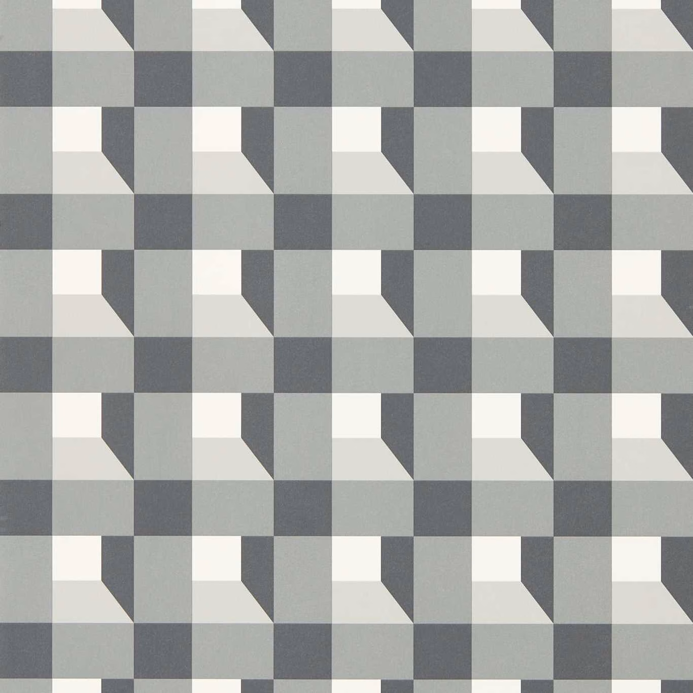 Slate grey and ivory geometric cube wallpaper with charcoal shadowed facets