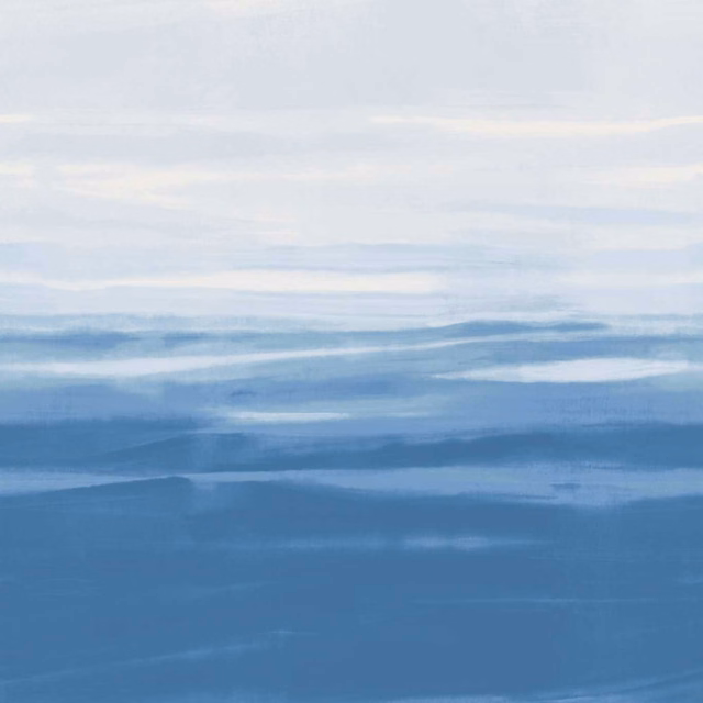 Layered blue abstract seascape wallpaper with pale horizontal bands