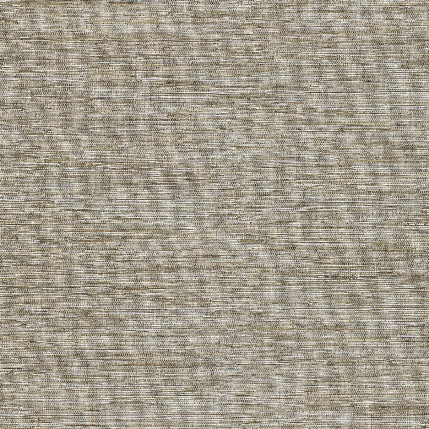 Close-up of greige taupe wallpaper with fine irregular horizontal raffia-like striations