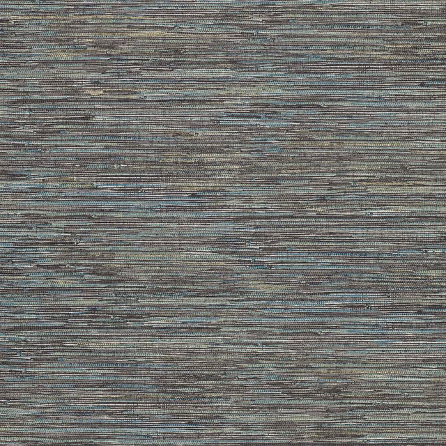 Cool slate-grey wallpaper with fine horizontal blue and taupe striations