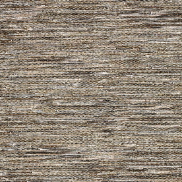 Warm truffle-brown wallpaper with fine horizontal striations and subtle taupe-grey variation