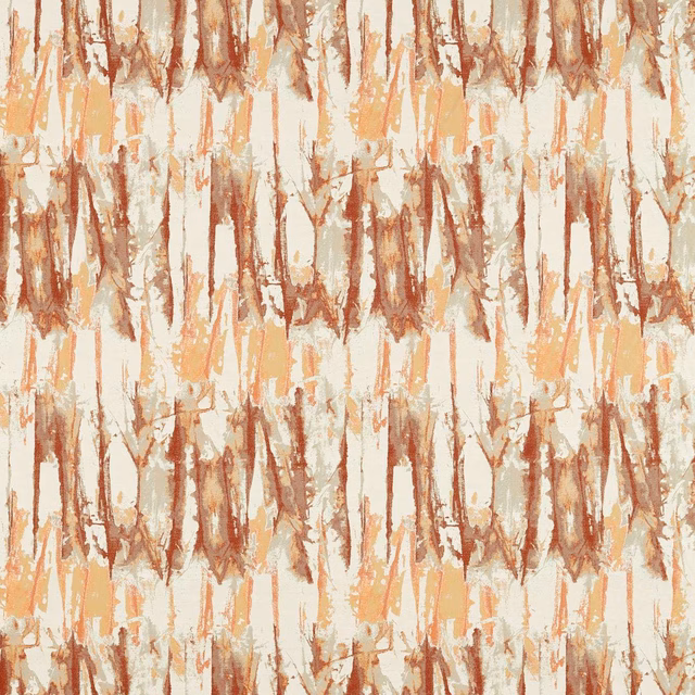 Cream textile with vertical rust, terracotta and ochre painterly brush marks